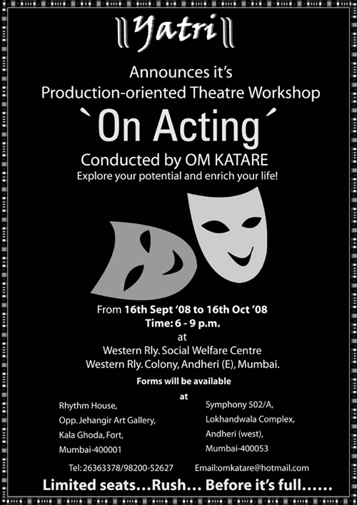 Yatri's Annual Workshop 'On Acting'